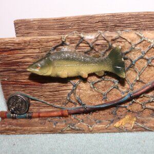 Vintage Wooden Fish Letter / Napkin Holder 8"